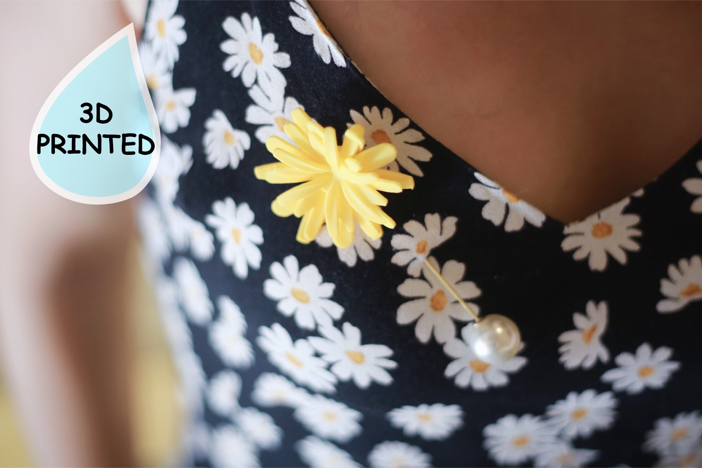 3D printed dandelion brooch