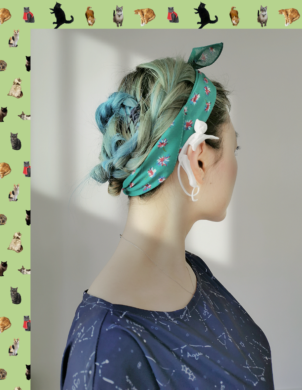 Quantum Cat cuff earring & ring