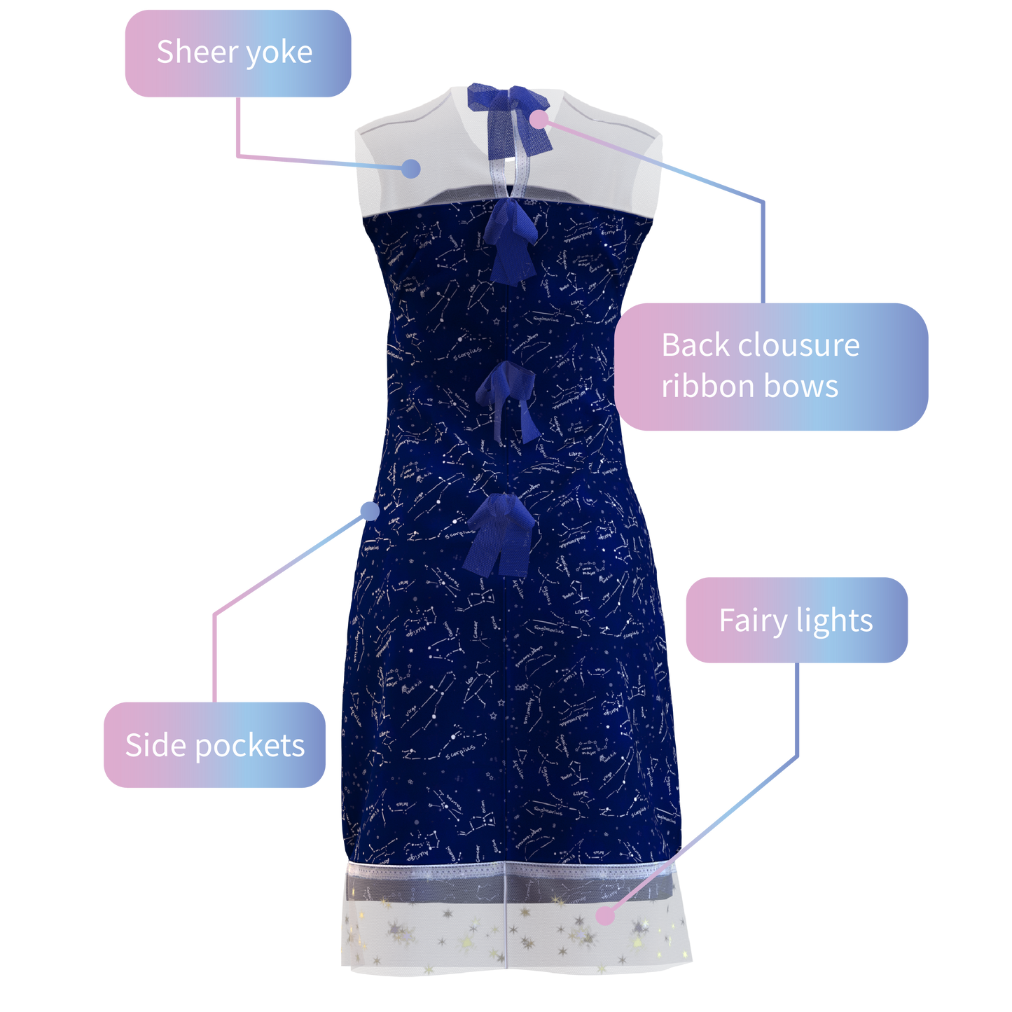 Starry Night dress with fairy lights