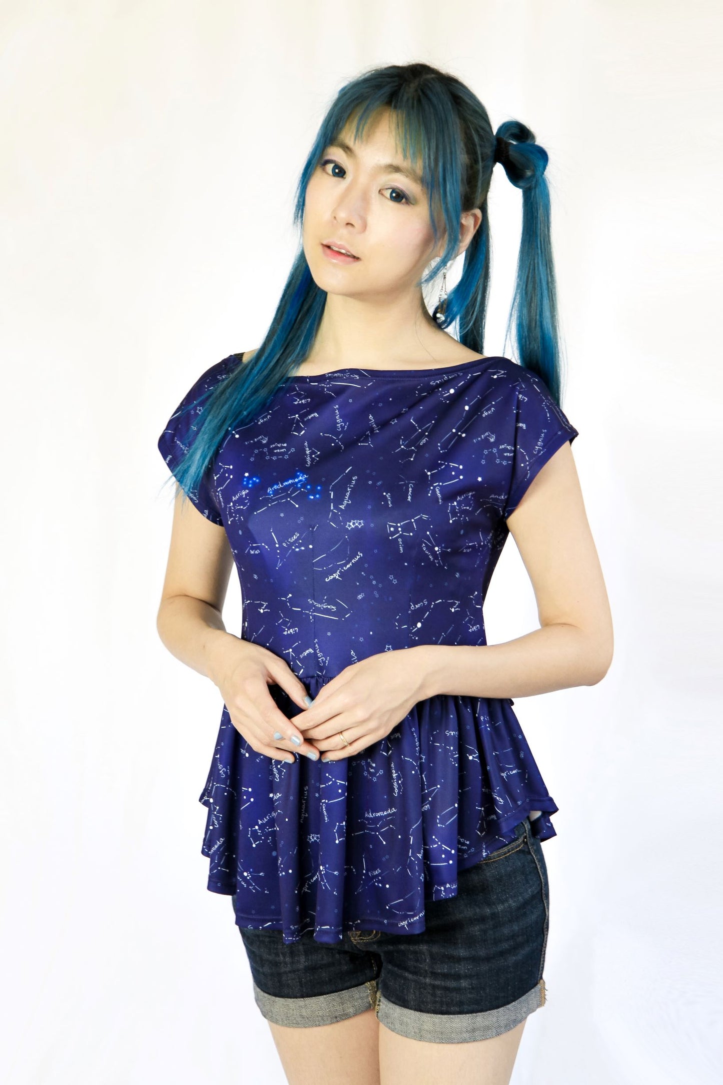 Starry Night peplum shirt with custom constellation LEDs