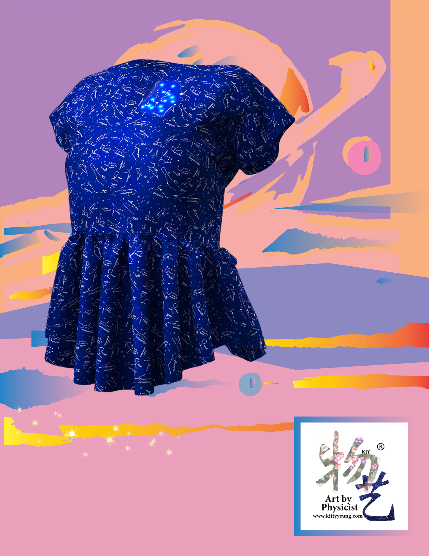 Starry Night peplum shirt with custom constellation LEDs